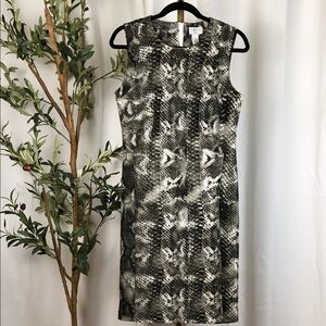 Carmen Marc Valvo Monochrome Patterned Dress Sz M (DJ3)